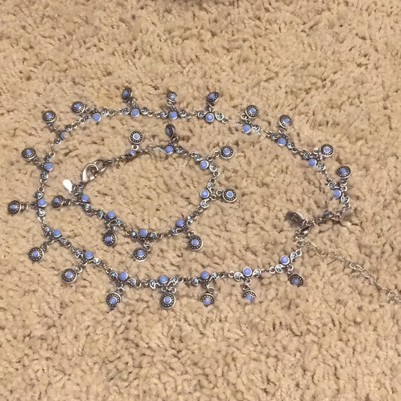 Vintage Premier Designs Antique Silver Tone Blue Stone Necklace/bracelet - Picture 1 of 1